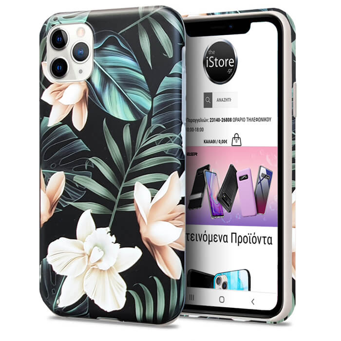 Nature Series Silicone Case Magnolia Black iPhone 11 Pro Max