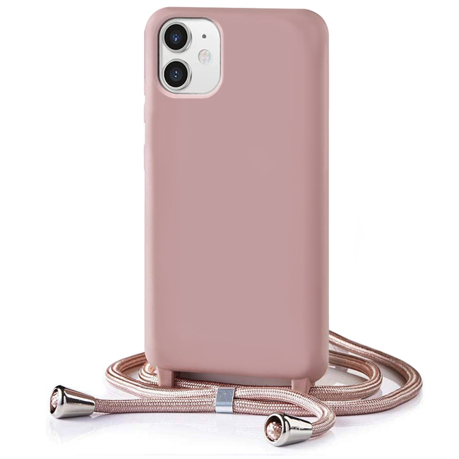 Θήκη Orso Soft TPU Κορδόνι Dusty Rose iPhone 12/ 12 Pro