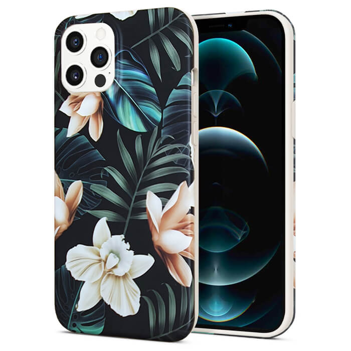 Nature Series Silicone Case Magnolia Black iPhone 12 Pro Max