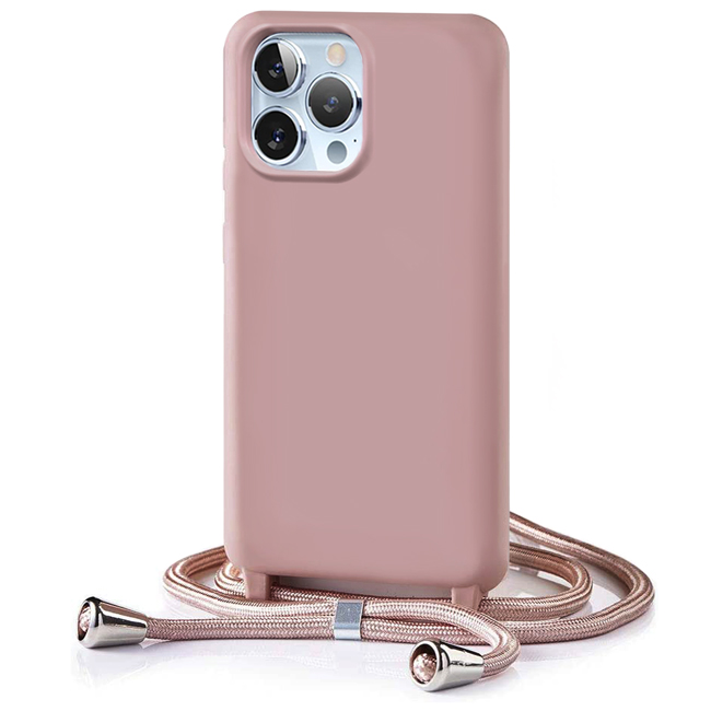 Θήκη Orso Soft TPU Κορδόνι Dusty Rose iPhone 13 Pro Max