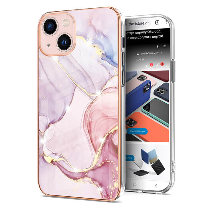 Royal Marble Silicone Case Pink iPhone 13