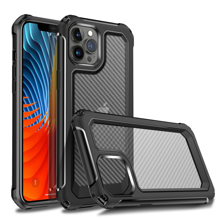 Carbon Fiber Armor Case iPhone 13 Pro Clear Black