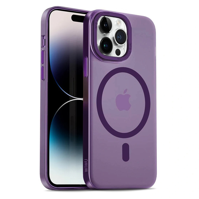 WiWU Ultra Thin PC Magnetic Frosted Purple Case iPhone 14 Pro