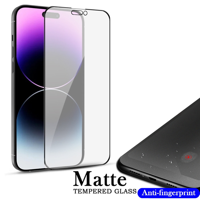 Matte Anti-Fingerprint Full Glue Tempered Glass iPhone 14 Pro