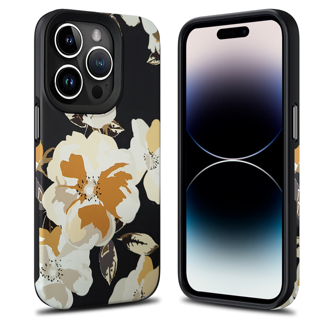 Θήκη Orso Hybrid Flowers Black iPhone 14 Pro