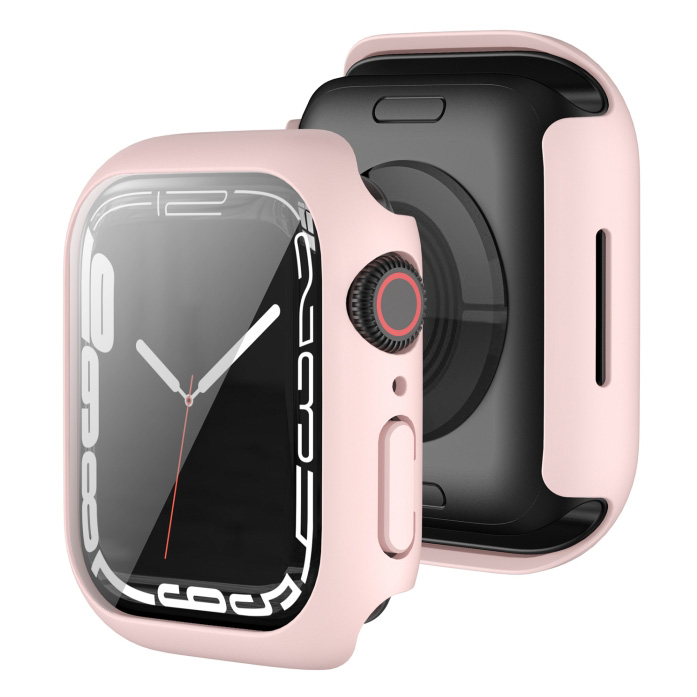 2-in-1 Hard Frame Pink Sand + Tempered Glass Apple Watch 45mm