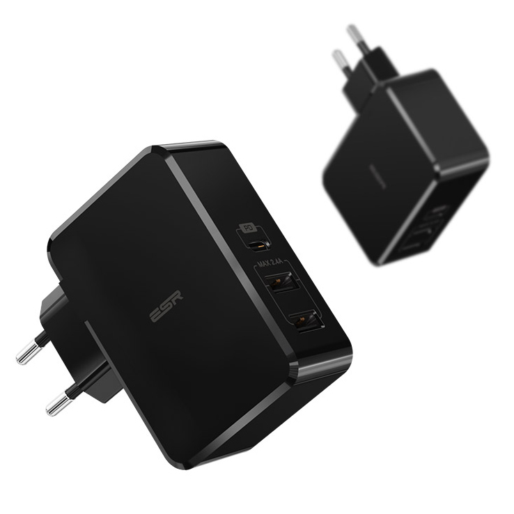 ESR Wall Charger 2x USB 1x USB Type-C 41W Black