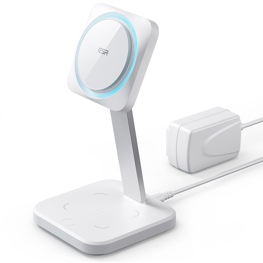 ESR HaloLock MagSafe 2-in-1 Wireless Charging Station with CryoBoost White