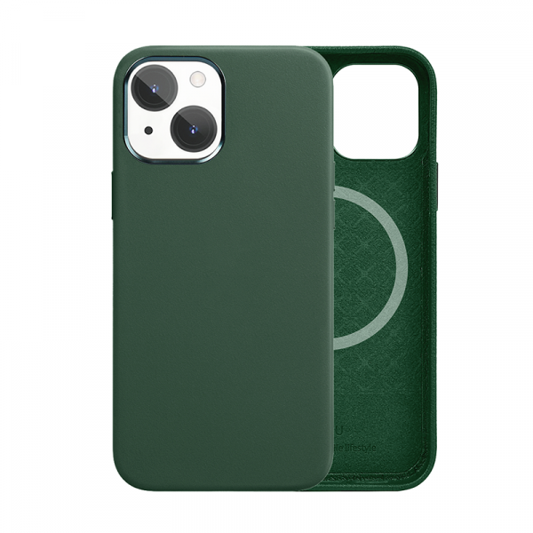 Θήκη WiWU iPhone 14/13 Metal Ring Silicone Magsafe Dark Green