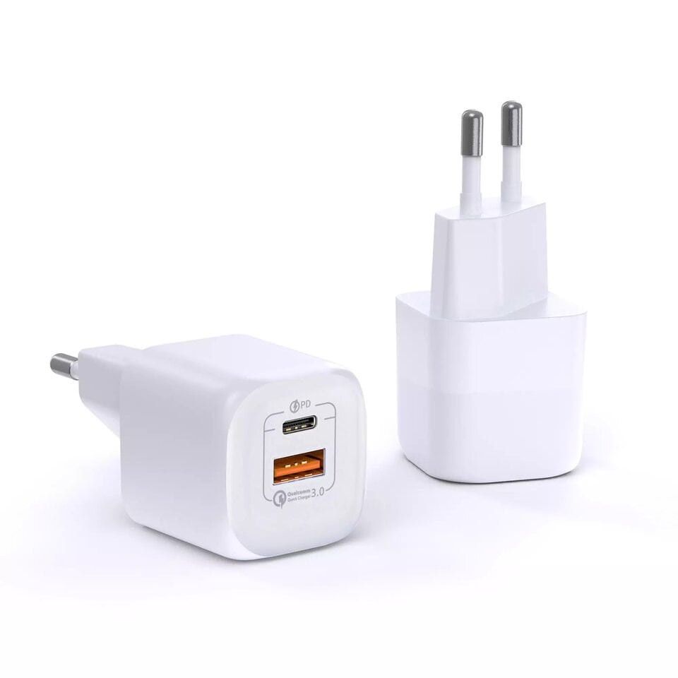 WiWU 33W 1xPD USB-C 1xUSB QC3 Fast Charger White (RY-U33)