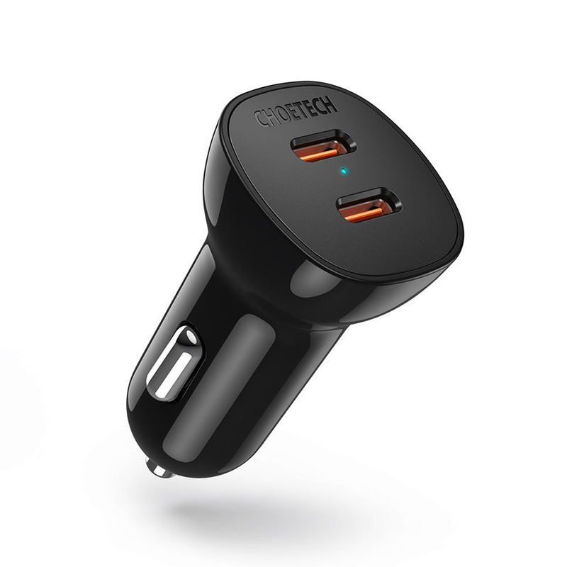 Choetech Car Charger 2x PD USB Type-C 38W Black (TC0008)