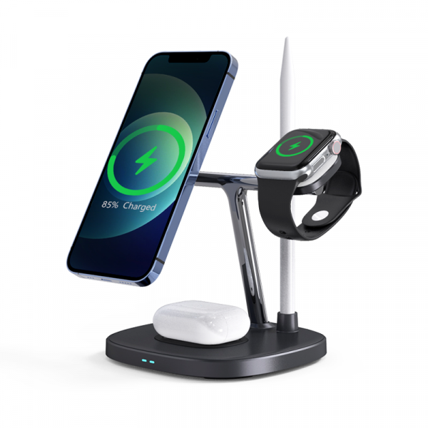 WiWU 4 in 1 Wireless Magnetic Charging Station Black 15W (M8)