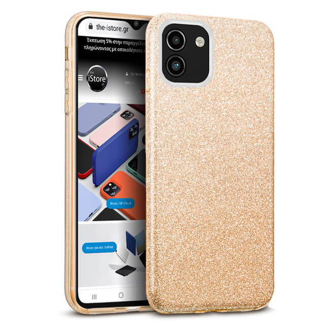 Hybrid Strass Gold Case Samsung Galaxy A03