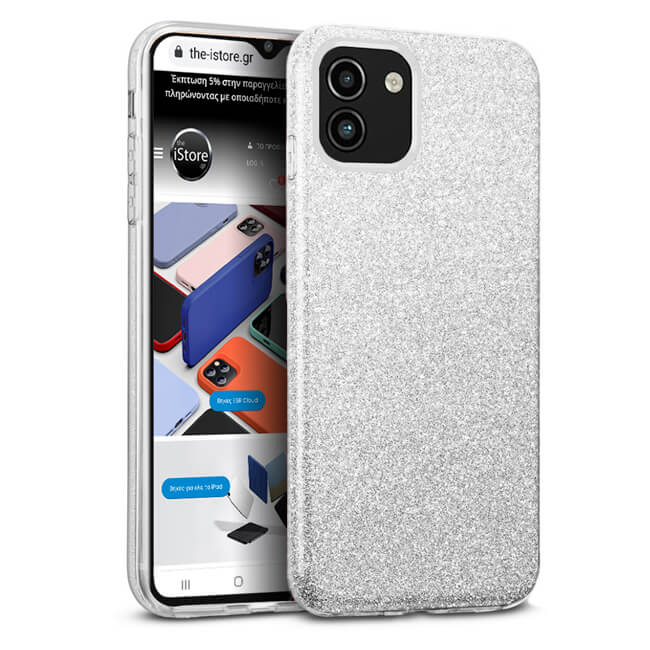 Hybrid Strass Silver Case Samsung Galaxy A03