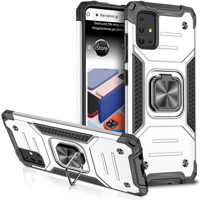 Armor Ringstand Case Silver Samsung Galaxy A03s