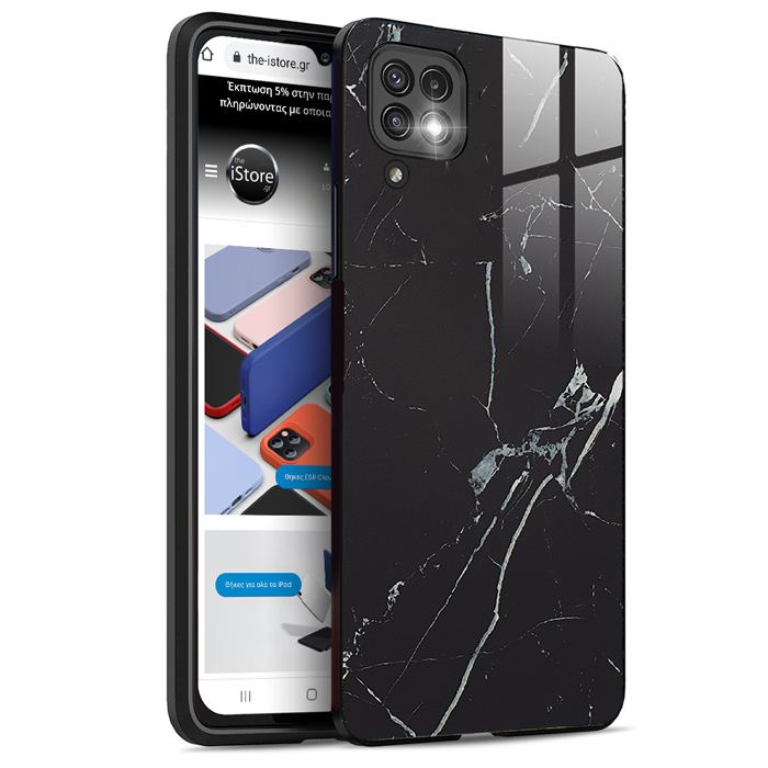 Glossy Marble Black Case Samsung Galaxy A12