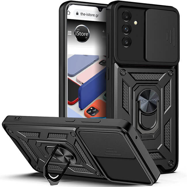 Combo Kickstand Slide Camera Case Black Samsung Galaxy A04s