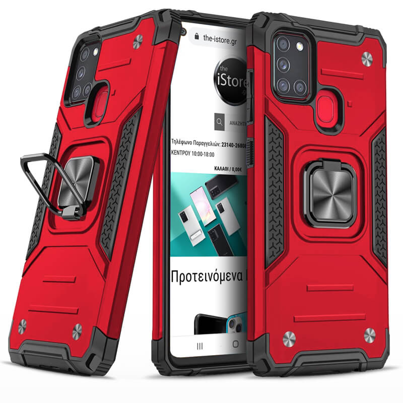 Armor Ringstand Case Red Samsung Galaxy A21s