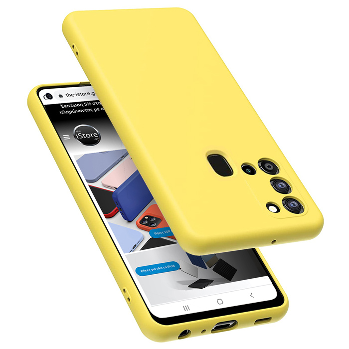 Rubber Silk Case Yellow Samsung Galaxy A21s