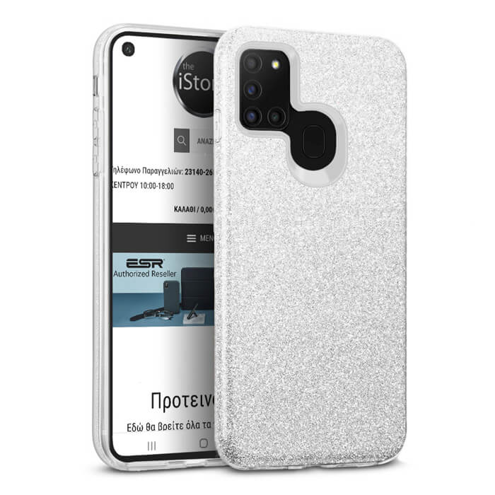 Hybrid Strass Silver Case Samsung Galaxy A21s