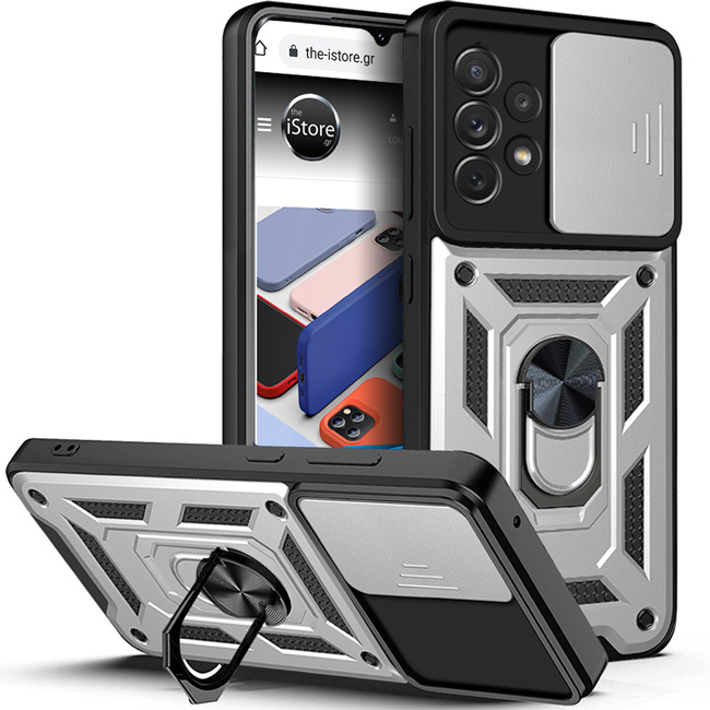 Combo Kickstand Slide Camera Case Silver Samsung Galaxy A32 4G