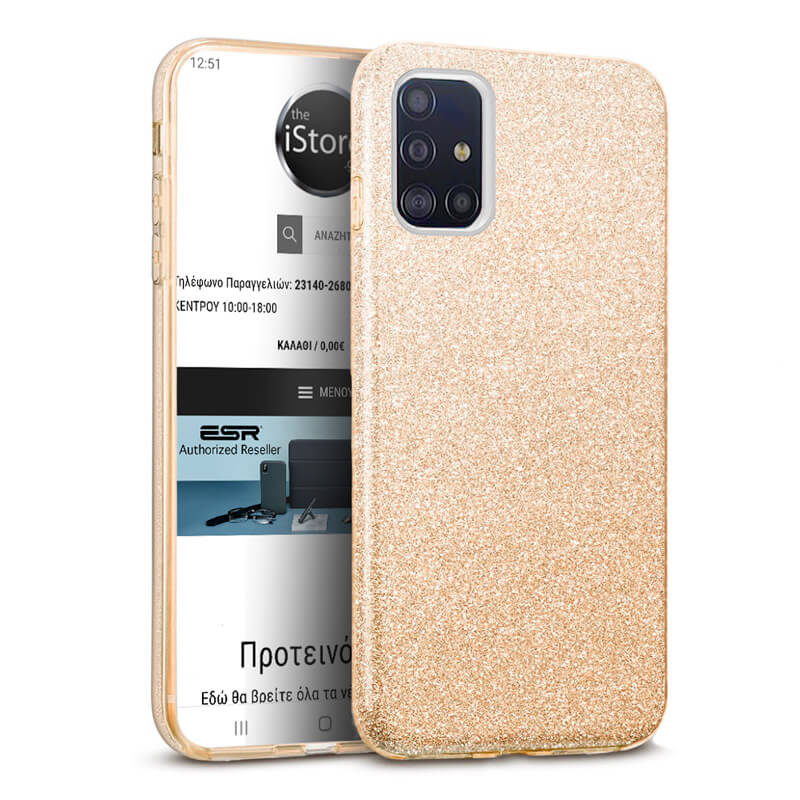 Hybrid Strass Gold Case Samsung Galaxy A51