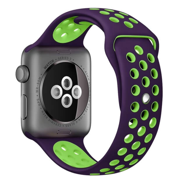 OEM Purple Green Sport Silicone Λουράκι Apple Watch 42/44/45/49mm