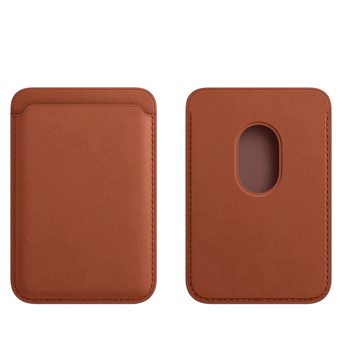 OEM MagSafe Magnet Card Wallet Genuine Leather Brown