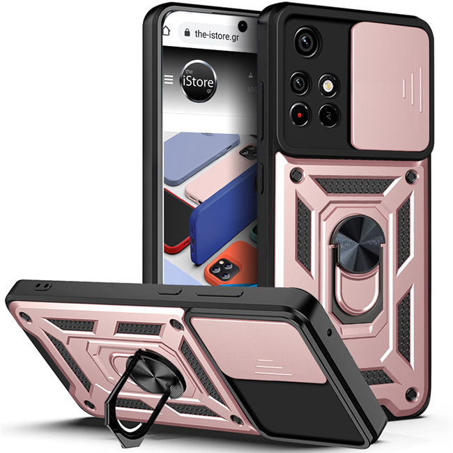 Combo Kickstand Slide Camera Case Rose Gold Xiaomi Poco M4 Pro 5G