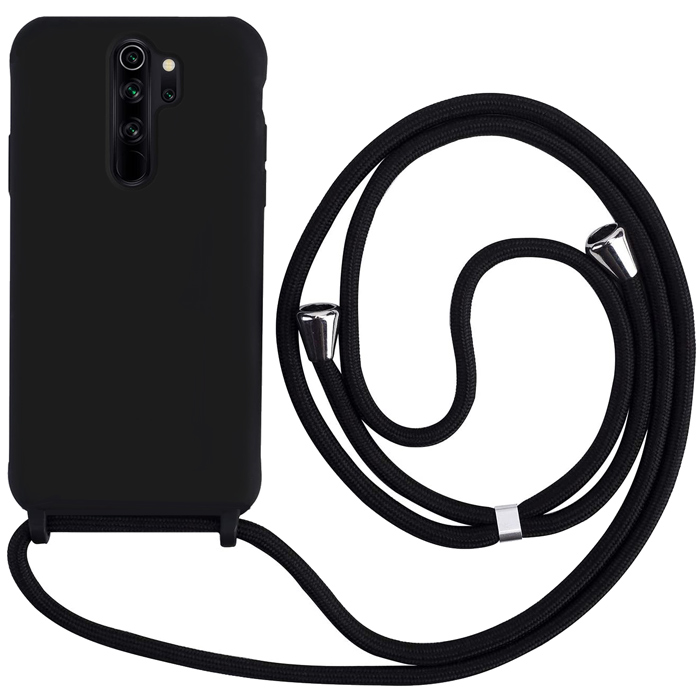 Liquid Silicone Κορδόνι Case Black Xiaomi Redmi Note 8 Pro