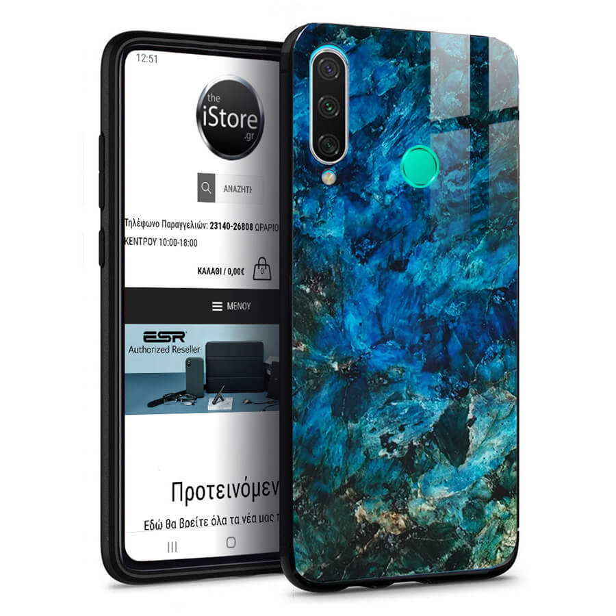 Glossy Marble Emerald Case Huawei P40 Lite E