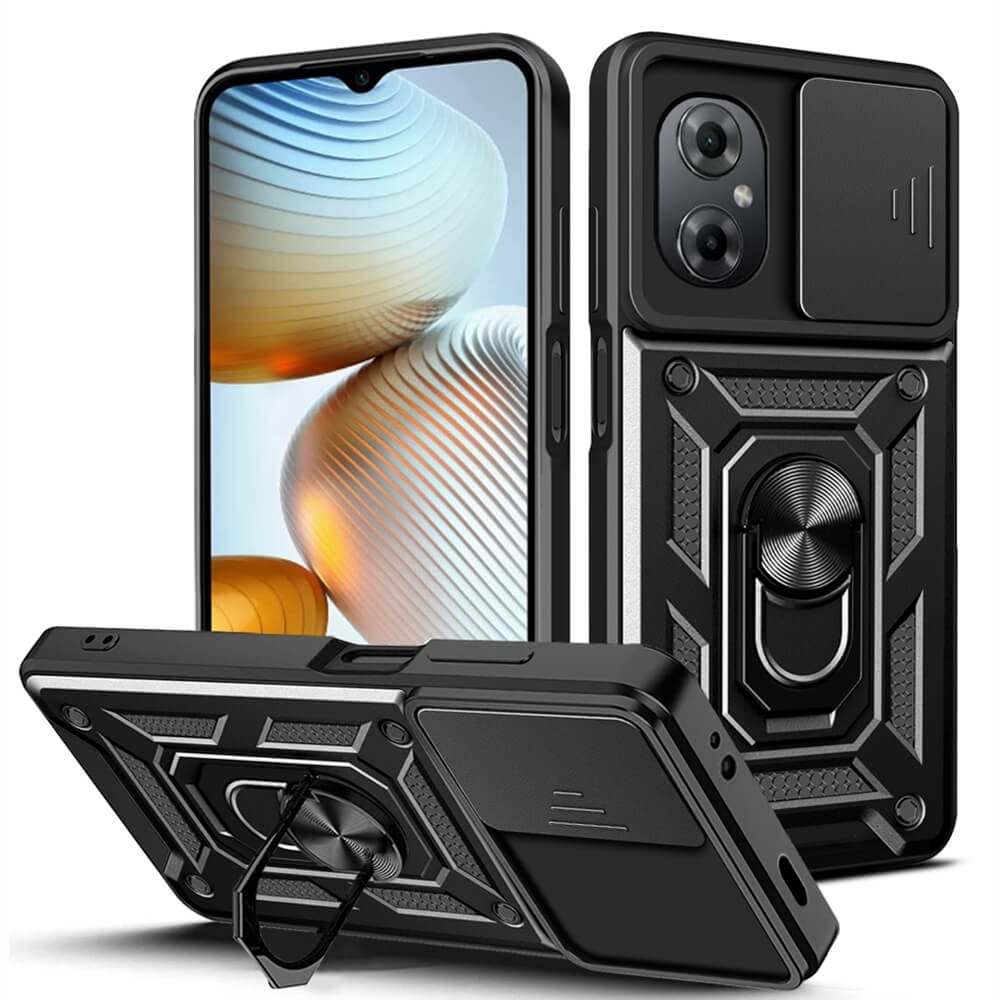 Combo Kickstand Slide Camera Case Black Xiaomi Poco M4 5G / Poco M5