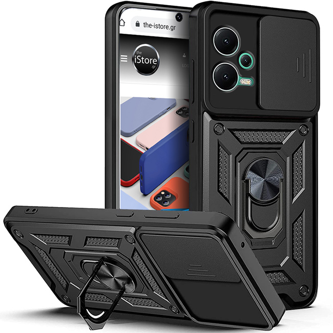 Combo Kickstand Slide Camera Case Black Xiaomi Redmi Note 12 5G