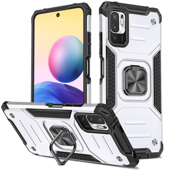 Armor Ringstand Case Silver Xiaomi Redmi Note 10 5G/Poco M3 Pro 5G