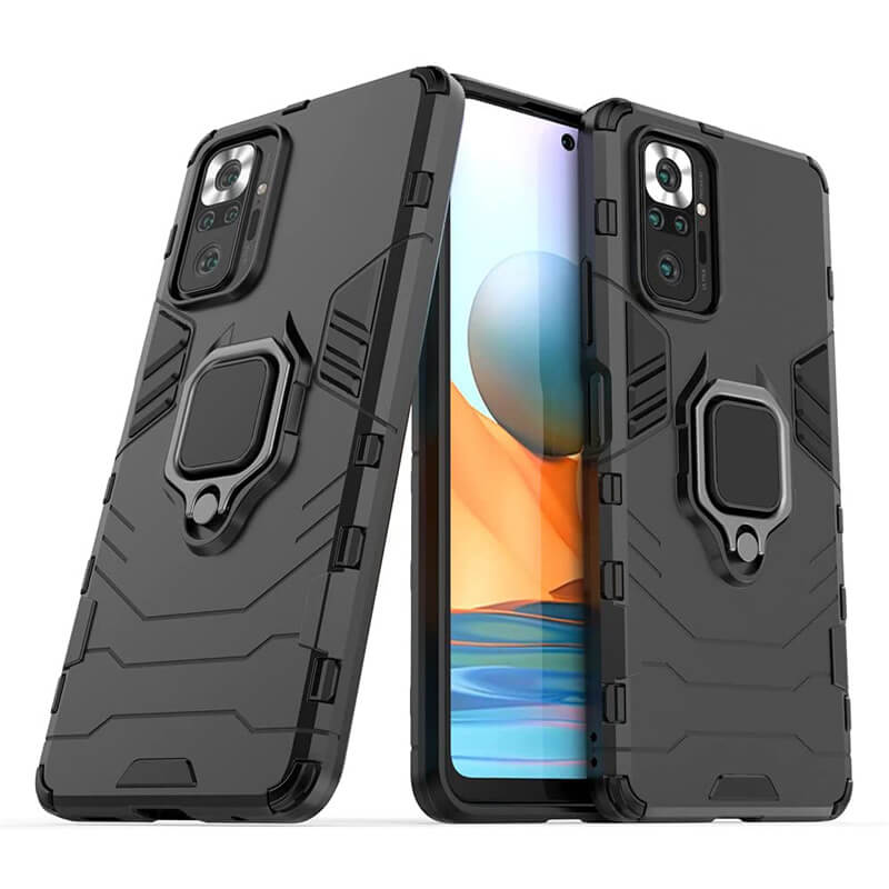 Finger Ring Kickstand Armor Case Black Xiaomi Redmi Note 10 Pro