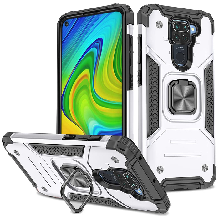 Armor Ringstand Case Silver Xiaomi Redmi Note 9