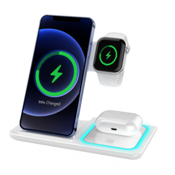 Remax 3 in 1 Wireless Charging Station White 15W (RP-W53)