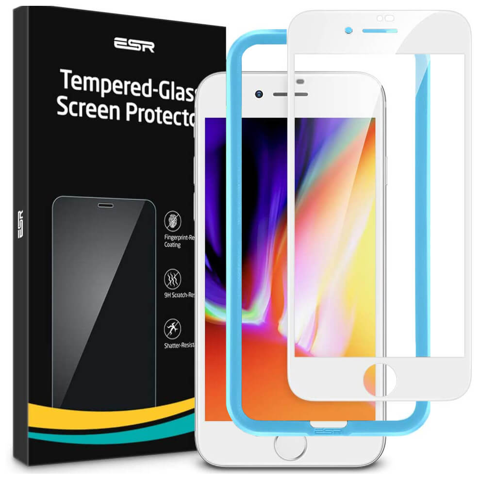 ESR Tempered Glass iPhone 7/8 Full Cover White (With Easy Installation Frame)