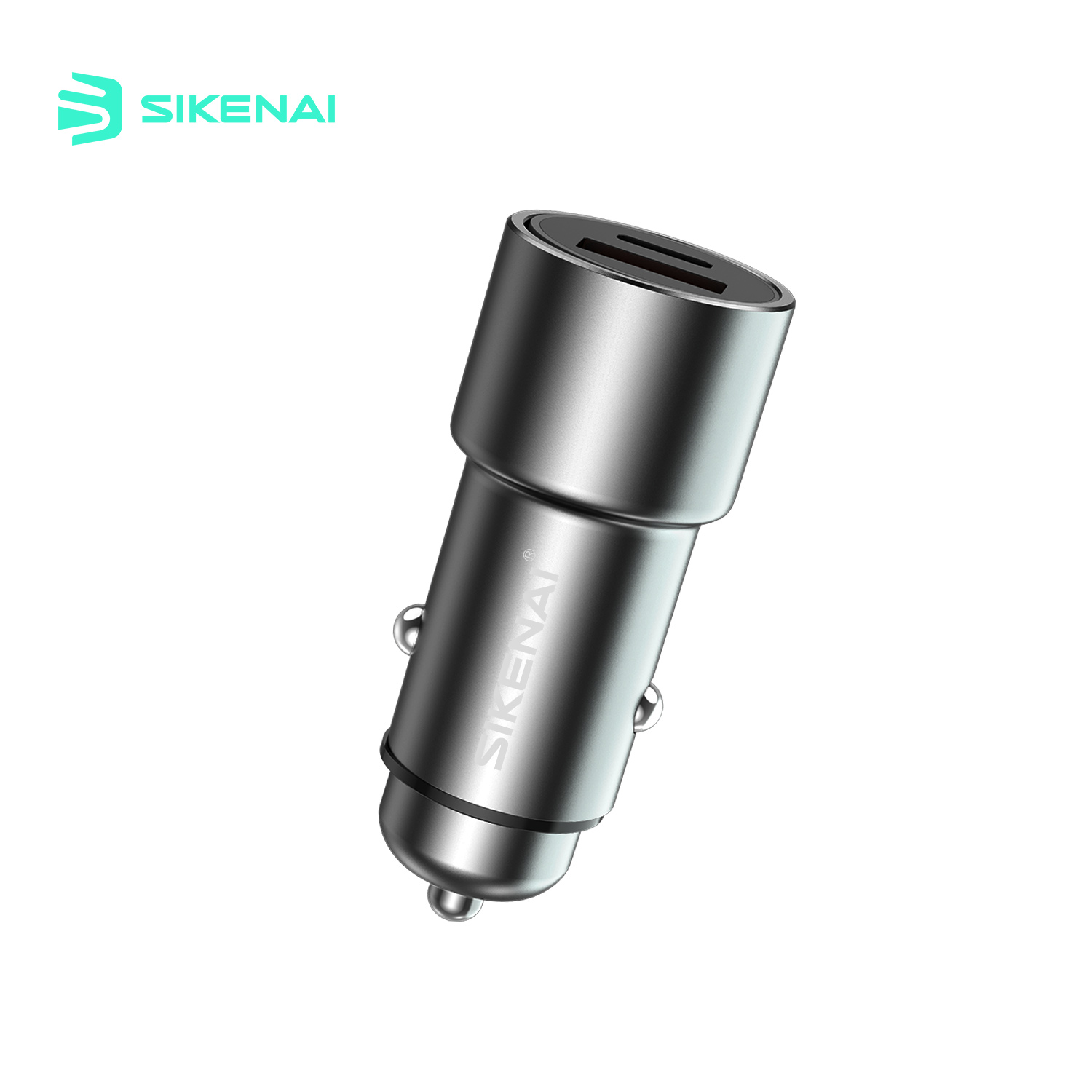 Sikenai Car Charger 1x USB QC 1x USB Type-C 20W Black (C35)