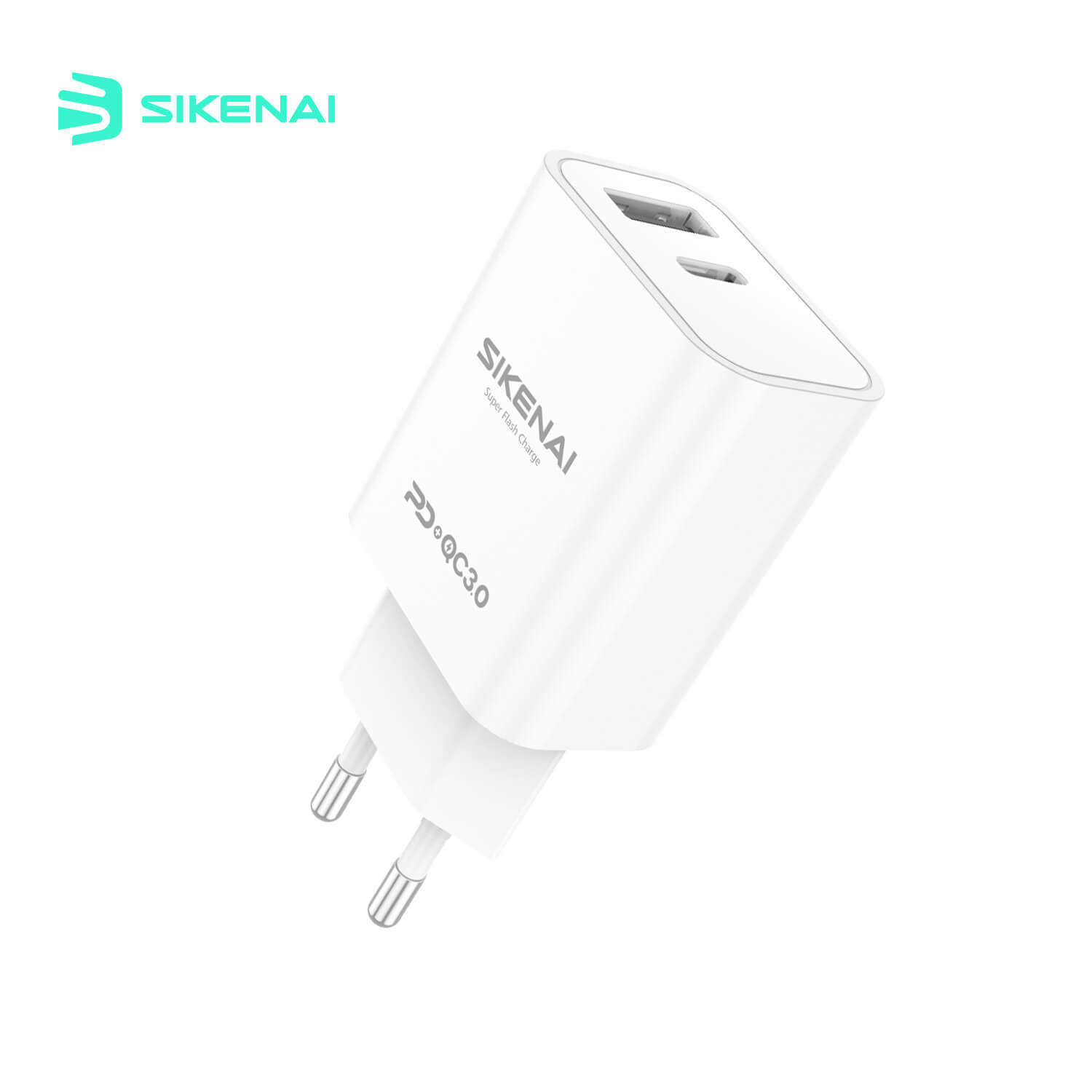 Sikenai Wall Charger 1x USB QC 1x USB Type-C 20W White (X6-EU)