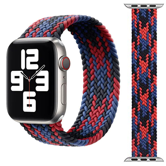 WiWU Braided Stretchy Black Red Blue Λουράκι για Apple Watch 42/44/45/49mm (Size: M)