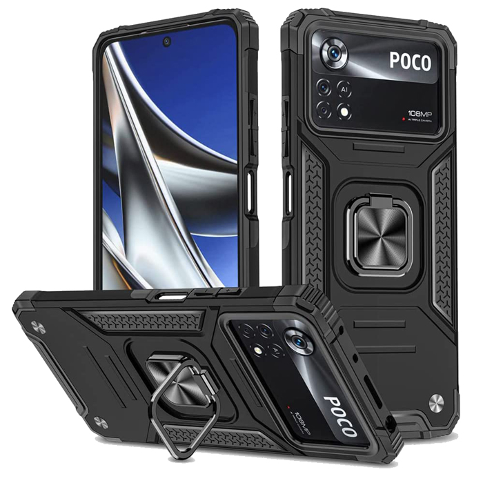 Armor Ringstand Case Black Xiaomi Poco X4 Pro 5G