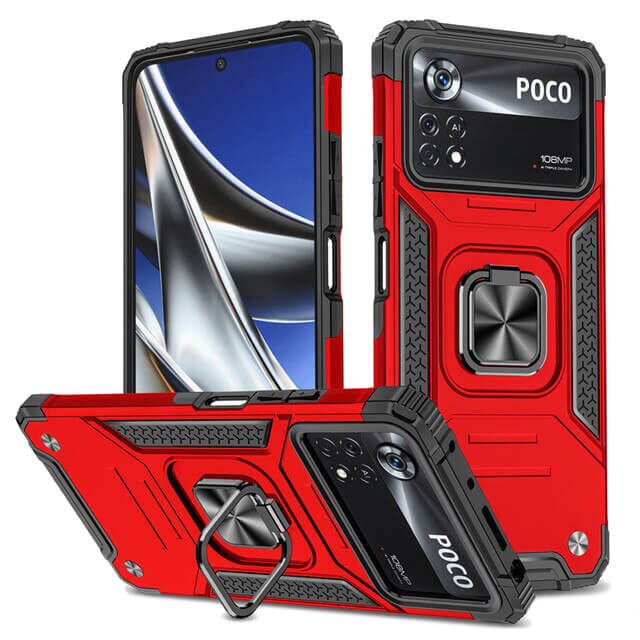 Armor Ringstand Case Red Xiaomi Poco X4 Pro 5G