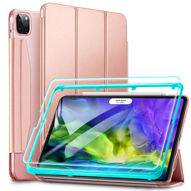 ESR Set Yippee Trifold Case Rose Gold + Tempered Glass iPad Pro 11 2018/2020