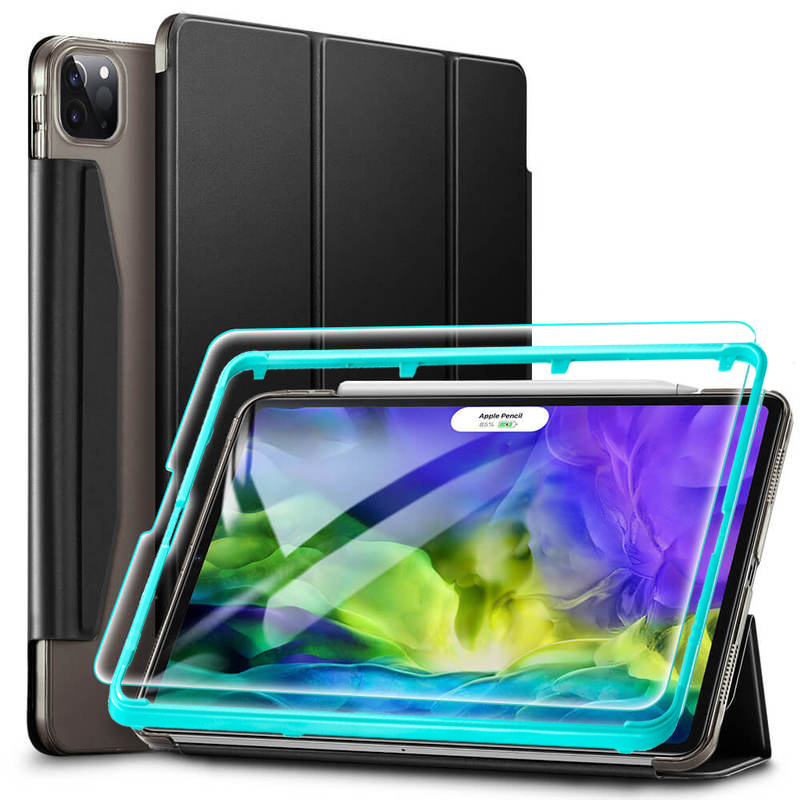 ESR Set Yippee Trifold Case Black + Tempered Glass iPad Pro 11 2018/2020