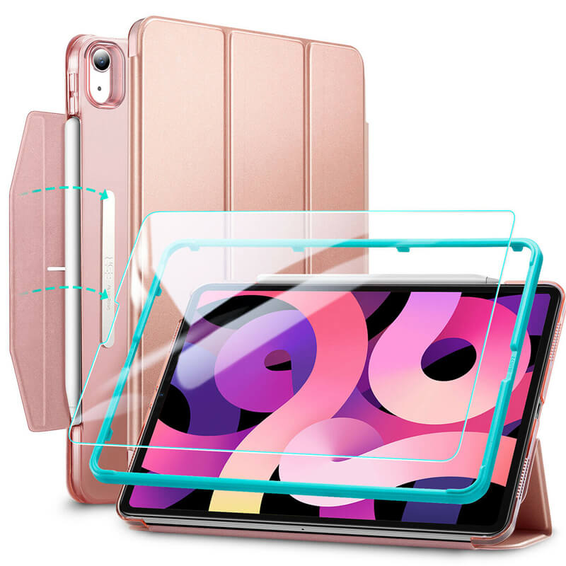 ESR Set Yippee Trifold Case Rose Gold + Tempered Glass iPad Air 4