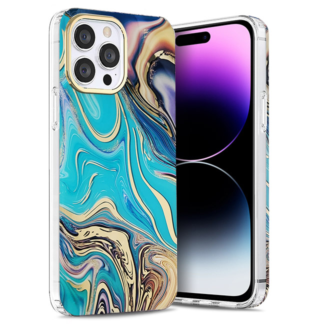 Orso Marble Silicone Case Azzurro iPhone 14 Pro Max