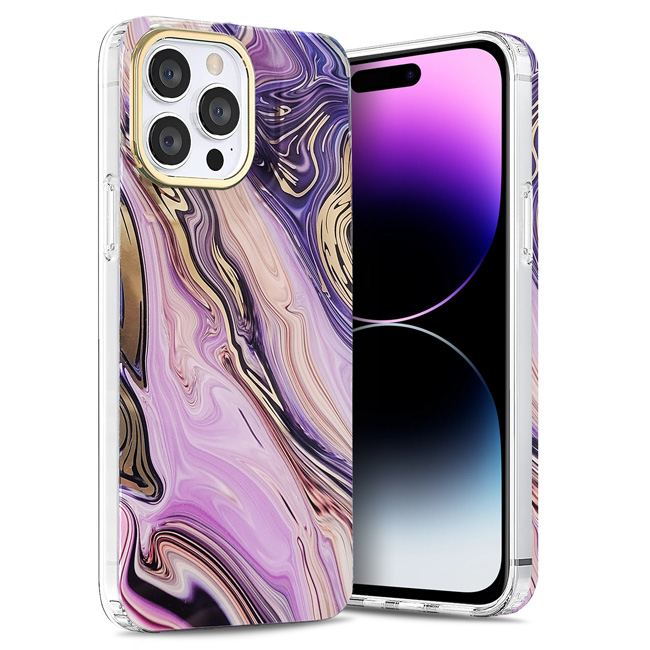 Orso Marble Silicone Case Violet iPhone 14 Pro Max