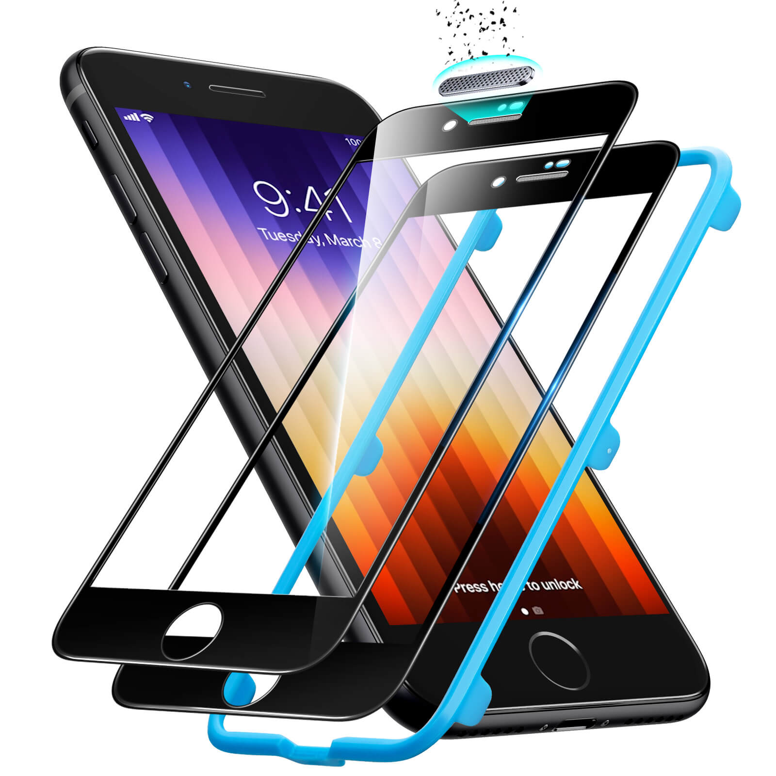 ESR Armorite™ Ultra-Tough Tempered Glass iPhone 7/8 & SE 2020/2022 (2-Pack With Easy Installation Frame)