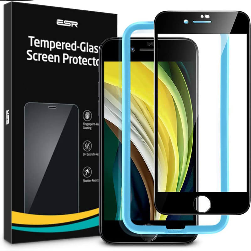 ESR Tempered Glass iPhone 7/8 Full Cover Black (With Easy Installation Frame)